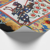 PAPIER CADEAU PRINCESSE PENTHESILEA ET CHEVALIER BLEU À CHEVAL (Coin)