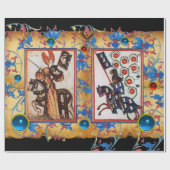 PAPIER CADEAU PRINCESSE PENTHESILEA ET CHEVALIER BLEU À CHEVAL (Plat)