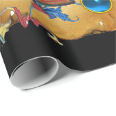 PAPIER CADEAU PRINCESSE PENTHESILEA ET CHEVALIER BLEU À CHEVAL (Coin rond)