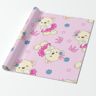 Papier Cadeau Princesse rose d'ours