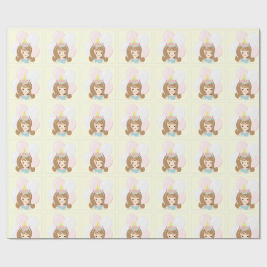 Papier Cadeau Princesse Unicorn (Plat)