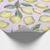 Papier Cadeau Printemps Aquarelle fraîche jaune branches de citr (Coin)