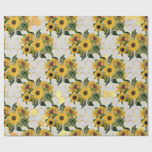 Papier Cadeau Printemps de tournesol (Plat)