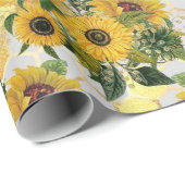 Papier Cadeau Printemps de tournesol (Coin rond)