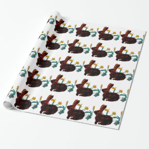 Papier Cadeau Printemps des jonquilles de lapin