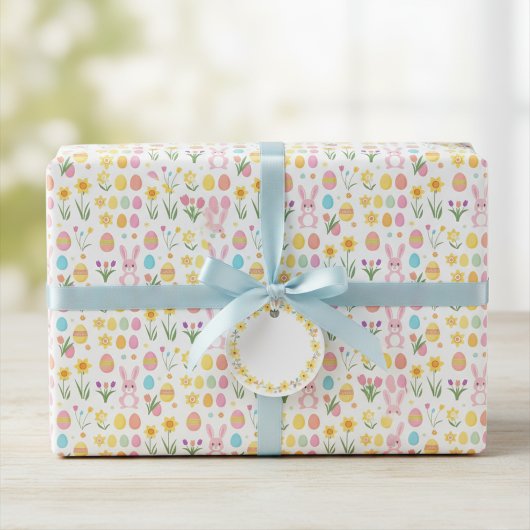 Papier Cadeau Printemps En Joie ! Lapin de Pâques et enveloppeme