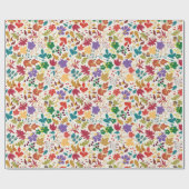 Papier Cadeau Printemps Moutarde Jaune Violet Fleur de Prairie M (Plat)