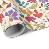 Papier Cadeau Printemps Moutarde Jaune Violet Fleur de Prairie M (Coin rond)