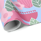 Papier Cadeau Printemps rose scandinave (Coin rond)