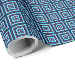 Papier Cadeau Prises carrés Marine Turquoise Purple Vert Blanc