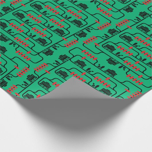 Papier Cadeau Problème de chariot - Arrière - plan vert (Coin)