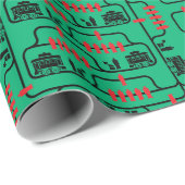 Papier Cadeau Problème de chariot - Arrière - plan vert (Coin rond)