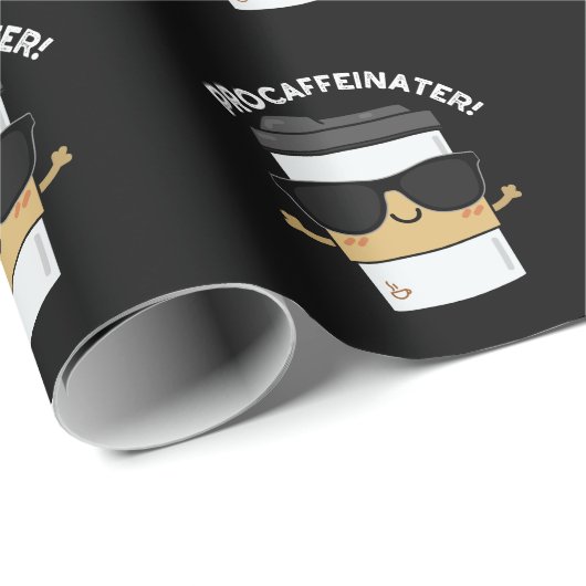 Papier Cadeau Procaffeinator Funny Caféine Coffee Pun Dark BG (Coin rond)