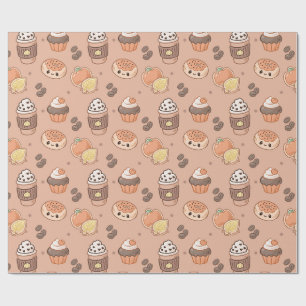 Papier Cadeau Produits de boulangerie automnaux & motif kawaii d