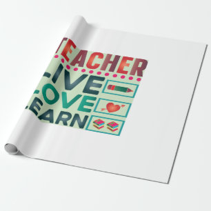 Papier Cadeau Professeur Cadeaux Enseignant Live Love Learn