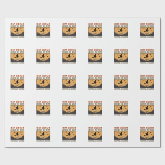Papier Cadeau Professeur d'Halloween Balai Cassa Conception Vint (Plat)