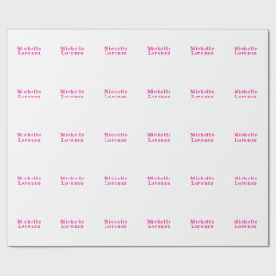 Papier Cadeau Professionnel Moderne Simple Nom Clair Rose & Blan