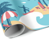 Papier Cadeau Profitez de Blue Surfing dessin (Coin rond)