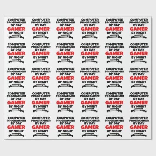 Papier Cadeau Programmateur d'ordinateur du gamer (Plat)