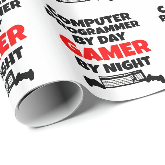 Papier Cadeau Programmateur d'ordinateur du gamer (Coin rond)
