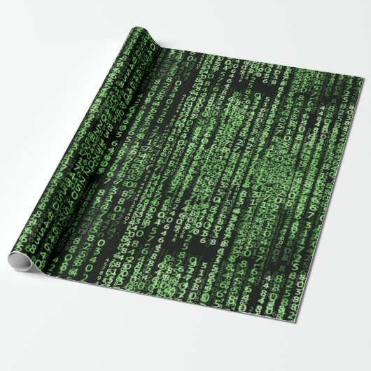 Papier Cadeau Programme d'ordinateur Matrix Motif de données thè (Déroulé)