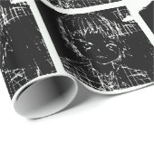 Papier Cadeau projet noir quotidien de manga d'anime (Coin rond)