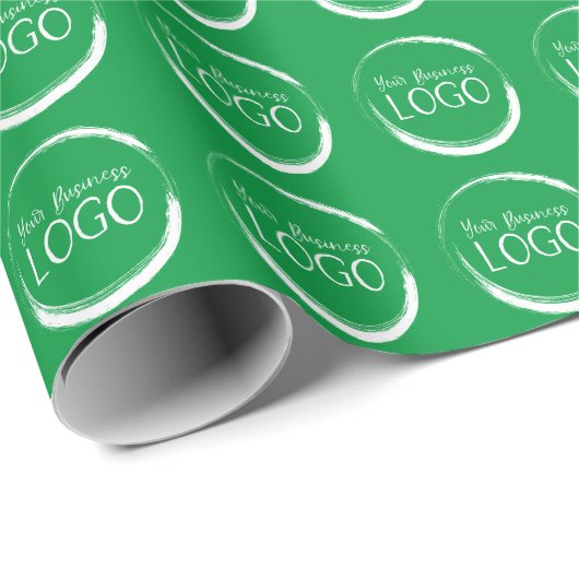 Papier Cadeau Promo du logo vert et blanc pour les petites entre (Coin rond)