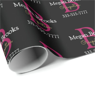 Papier Cadeau Promo Entreprise, Nom, Monogramme & Titre sur Fond