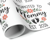 Papier Cadeau Promoted to Mommy 2026 Funny First Time Pregnancy  (Coin rond)