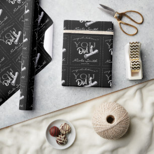 Papier Cadeau Promotion 2023 Vous avez réussi Graduation Noir Bl