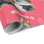 Papier Cadeau Promu à Big Sister Unicorn 5 Photo + Texte rose (Coin rond)