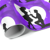 Papier Cadeau Proposition de cœur silhouette violette (Coin rond)