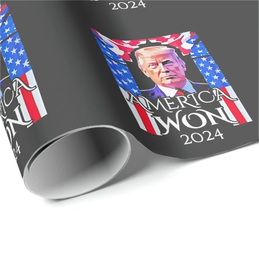 Papier Cadeau Proud Maga American Trump Won 2024 Inaguration Day (Coin rond)