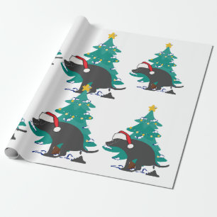 Papier Cadeau Prouver le chien sous l'arbre de Noël