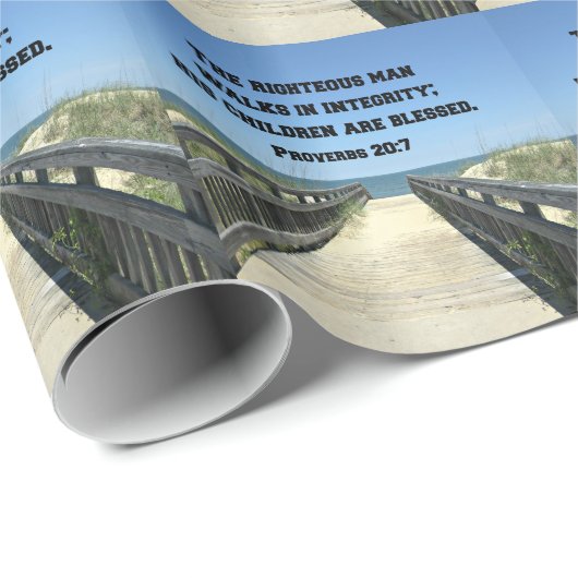 Papier Cadeau Proverbes 20:7 Le juste marche dans l'intégrité (Coin rond)