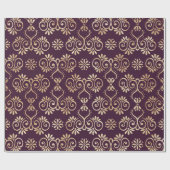 Papier Cadeau Prune victorienne et or (Plat)