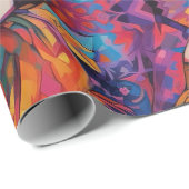 Papier Cadeau Psychedelic Blue Alice au pays des merveilles Thèm (Coin rond)