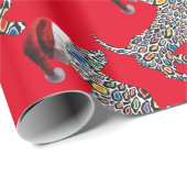 Papier Cadeau Psychédélique-Cheetah-Doxie-Père Noël (Coin rond)