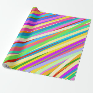 Papier Cadeau Psychédélique rétro bonbon Rainbow Stried Motif