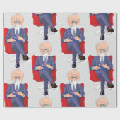 Papier Cadeau Psychologue en costume avec Bloc-notes assis (Plat)