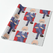 Papier Cadeau Psychologue en costume avec Bloc-notes assis (Déroulé)