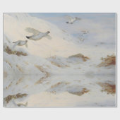 Papier Cadeau Ptarmigan en plumage hivernal, volant à travers la (Plat)