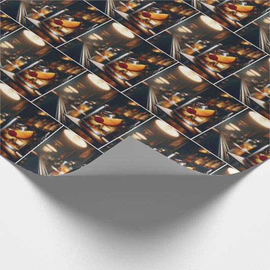 Papier Cadeau Pub Cocktail à l'ancienne (Coin)