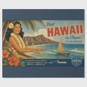Papier Cadeau Publicité de voyage hawaïen de style vintage