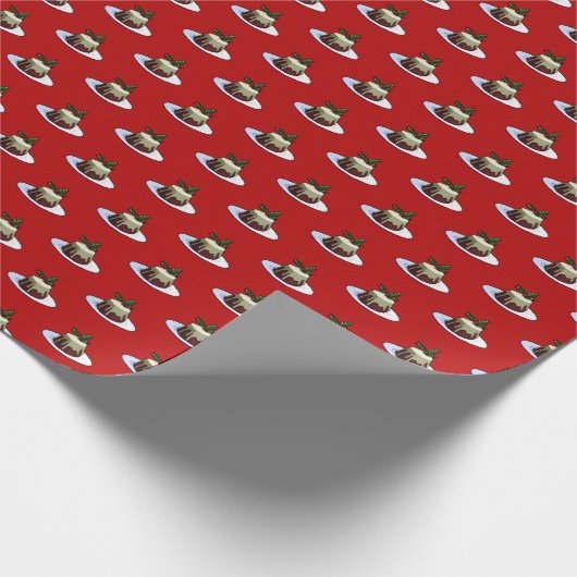 Papier Cadeau Pudding De Noël Avec Motif D'Art Holly Pixel (Coin)