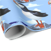 Papier Cadeau Puffin Cute Oiseau de mer Atlantique (Coin rond)