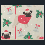Papier Cadeau Pug de Christmas<br><div class="desc">Carlin mignon habillé pour Noël Vacances Enveloppement cadeau</div>