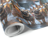 Papier Cadeau Pug Dogs Christmas Snow Holiday (Coin rond)