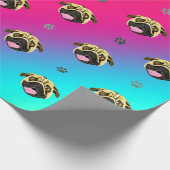 Papier cadeau Pug rayé arc-en-ciel (Coin)