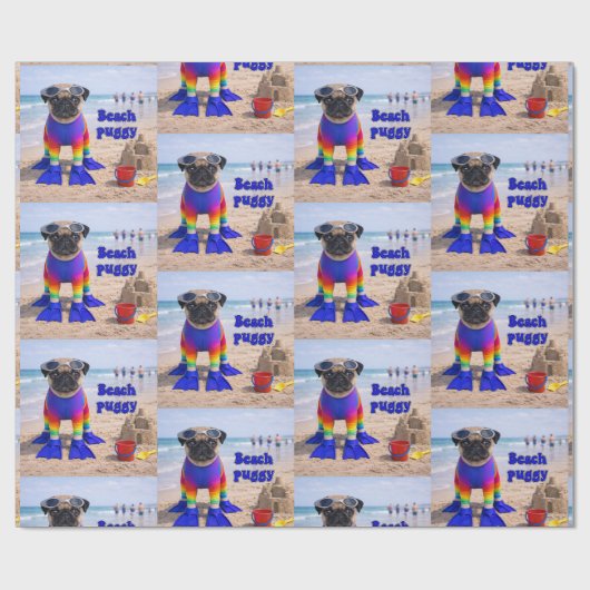 Papier Cadeau Puggy de la plage (Plat)